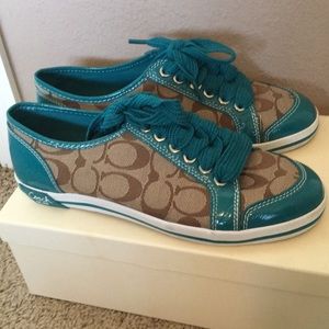 7.5 Khaki/Teal Coach Shoes